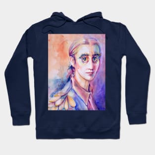 Bird Person Watercolor Portrait Hoodie